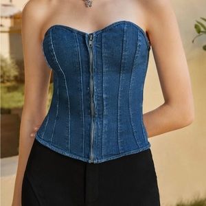 Jean Corset Zip Up Top